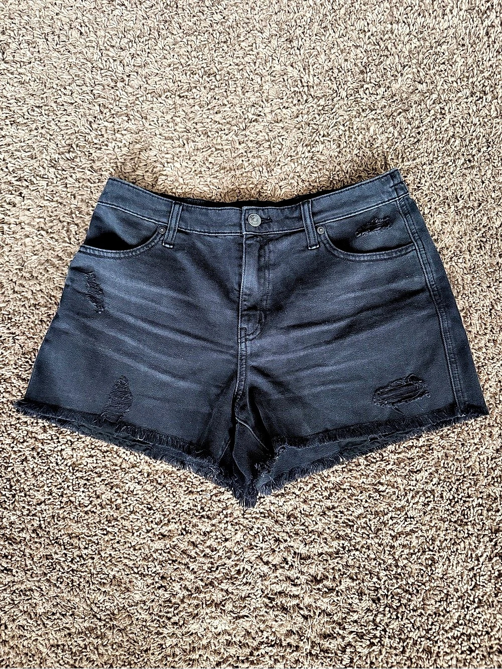 Aerie Daydream Denim Short Distressed Jean Shorts in Black Medium